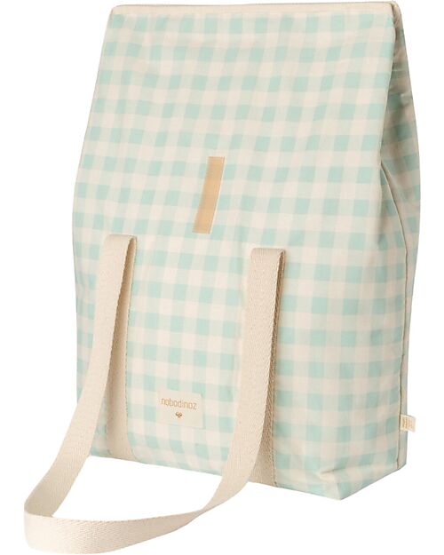 Nobodinoz Sunshine Family Cooler Bag - Vichy Opaline - Organic Cotton Thermal Containers