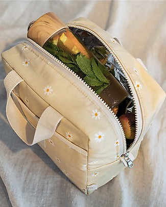 Nobodinoz Sunshine Insulated Lunch bag - Daisies - Organic cotton Lunch Boxes