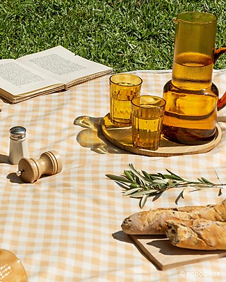 Nobodinoz Sunshine Waterproof Picnic Cloth - Vichy Melon - Organic cotton Kindergarten Backpacks