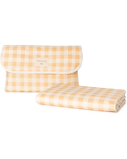 Nobodinoz Sunshine Waterproof Picnic Cloth - Vichy Melon - Organic cotton Kindergarten Backpacks