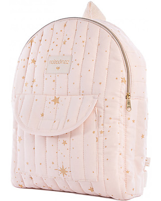 Nobodinoz Too Cool Kid Backpack, Gold Stella/Dream Pink - 100% Organic cotton Small Backpacks