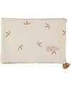 Nobodinoz Treasure Summer Blanket 70x100 cm, Nude Haiku Birds/Natural  - Organic cotton Muslin Swaddle
