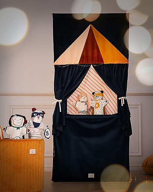 Nobodinoz Velvet Theatre, Night Blue - 72 x 163 cm Puppets