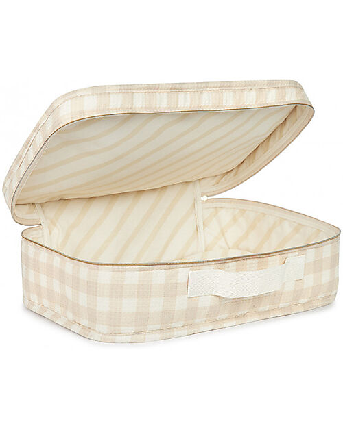 Nobodinoz Victoria Baby Suitcase 36x26x11 - Ivory Checks - Organic Cotton Travel Bags