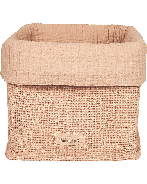 Nobodinoz Wabi Sabi Basket - Pink Powder - 20x18 cm - Organic Cotton Storage organisers