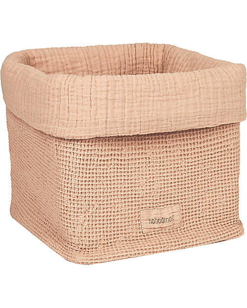 Nobodinoz Wabi Sabi Basket - Pink Powder - 20x18 cm - Organic Cotton Storage organisers