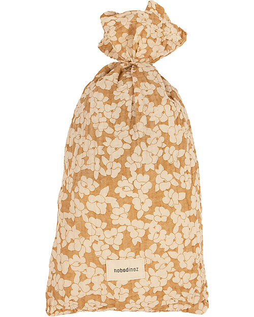 Nobodinoz Wabi-Sabi Washed Single Duvet Cover - Golden Brown Sakura - 150x200 cm - 100% Organic Cotton Duvet Sets