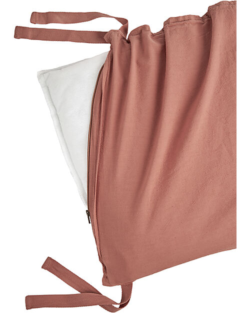 Nobodinoz Wabi Sabi Zipped Cot Bumper - Rosewood - Organic Cotton - 210x38 cm Bumpers