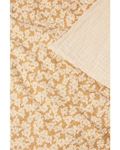 Nobodinoz Washed Muslin Baby Duvet Cover Set Wabi-Sabi - Golden Brown Sakura - 100x140 cm - Organic Cotton Duvet Sets