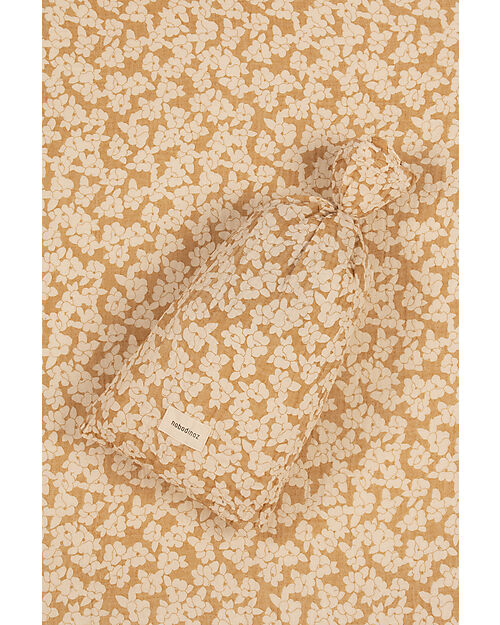 Nobodinoz Washed Muslin Baby Duvet Cover Set Wabi-Sabi - Golden Brown Sakura - 100x140 cm - Organic Cotton Duvet Sets