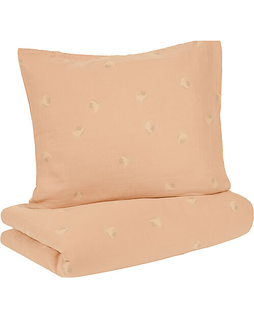 Nobodinoz Washed Muslin Baby Duvet Cover Set Wabi-Sabi - Powder Pink Blossom - 100x140 cm - Organic Cotton Duvet Sets