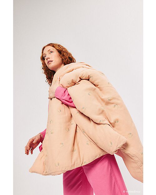 Nobodinoz Washed Muslin Baby Duvet Cover Set Wabi-Sabi - Powder Pink Blossom - 100x140 cm - Organic Cotton Duvet Sets