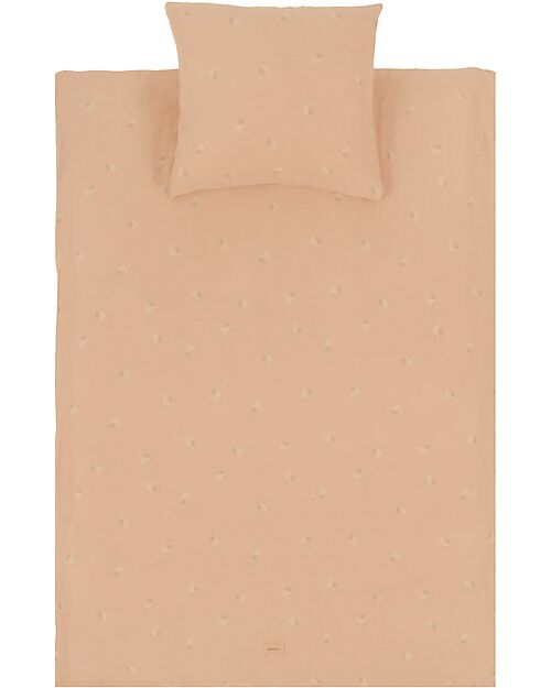 Nobodinoz Washed Muslin Baby Duvet Cover Set Wabi-Sabi - Powder Pink Blossom - 100x140 cm - Organic Cotton Duvet Sets