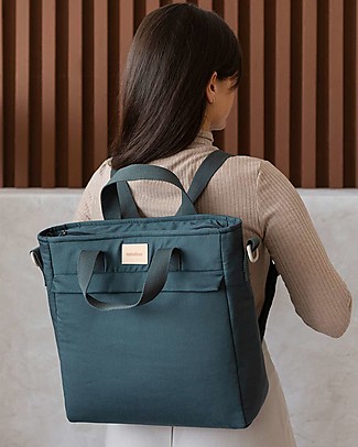 Nobodinoz Waterproof Changing Backpack Baby on the Go - Blue - Organic Cotton Diaper Changing Bags & Accessories