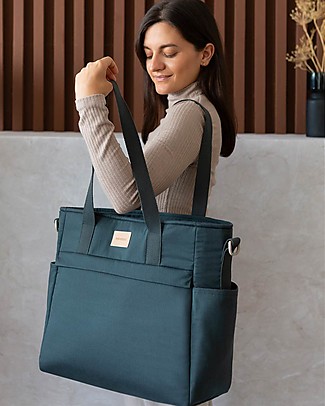 Nobodinoz Waterproof Changing Bag Baby on the Go - Blue - Organic Cotton Diaper Changing Bags