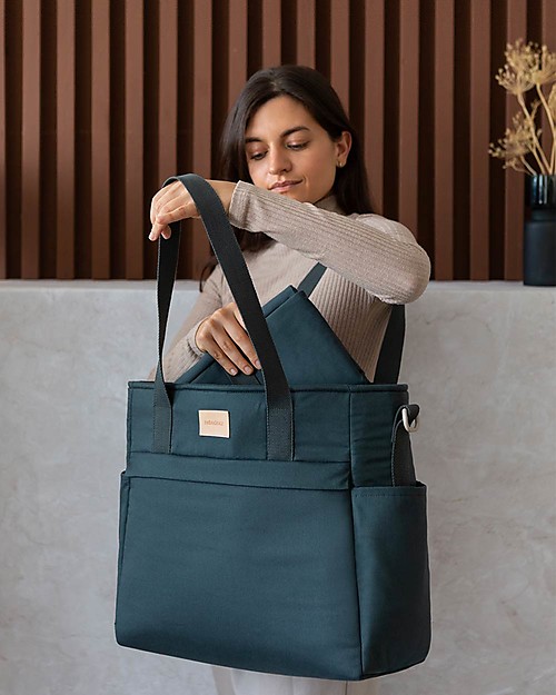 Nobodinoz Waterproof Changing Bag Baby on the Go - Blue - Organic Cotton Diaper Changing Bags