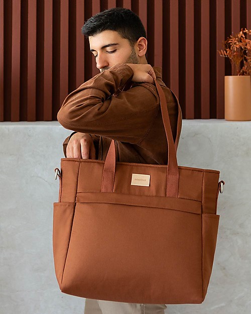 Nobodinoz Waterproof Changing Bag Baby on the Go - Clay Brown - Organic Cotton Diaper Changing Bags