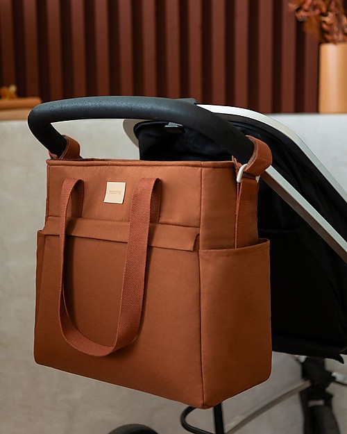 Nobodinoz Waterproof Changing Bag Baby on the Go - Clay Brown - Organic Cotton Diaper Changing Bags