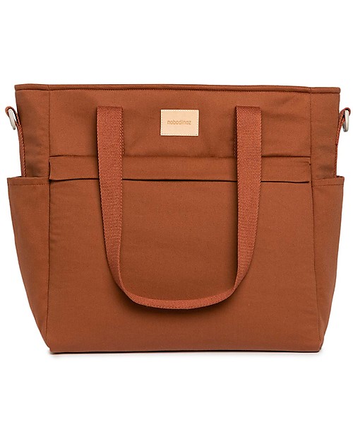 Nobodinoz Waterproof Changing Bag Baby on the Go - Clay Brown - Organic Cotton Diaper Changing Bags