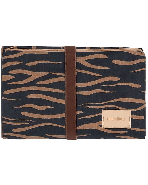 Nobodinoz Waterproof Changing Pad Hyde Park - Blue Waves - 50x70 cm - Organic cotton Travel Changing Mats