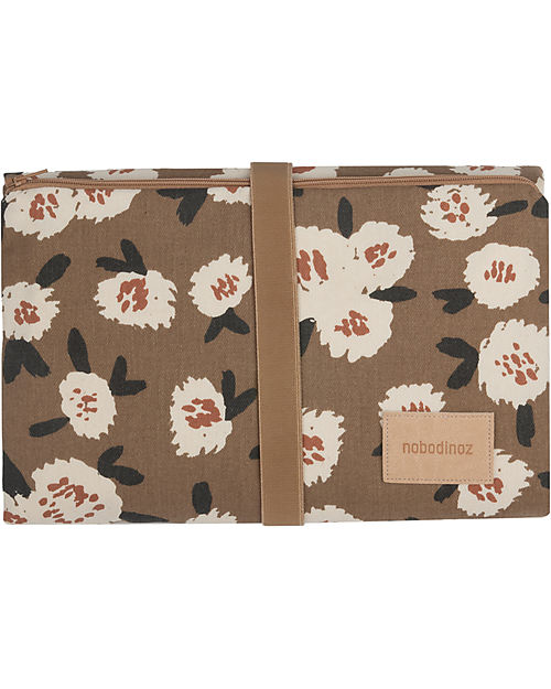 Nobodinoz Waterproof Changing Pad Hyde Park - Camellia - 50x70 cm - Organic cotton Travel Changing Mats