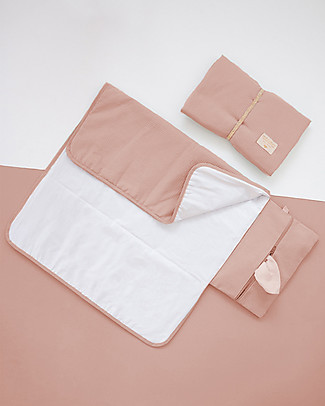 Nobodinoz Waterproof Changing Pad Mozart, Misty Pink - 68x50 cm - Organic cotton Changing Tables