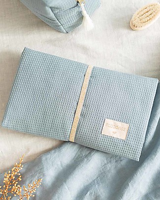 Nobodinoz Waterproof Changing Pad Mozart - Stone Blue - 68x50 cm - Organic cotton Changing Tables