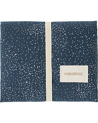 Nobodinoz Waterproof Changing Pad Stories - Gold Bubble/Night Blue - 45x65 cm - Organic cotton Travel Changing Mats