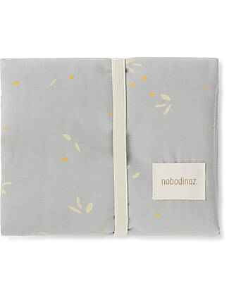 Nobodinoz Waterproof Changing Pad Stories - Willow Soft Blue - 45x65 cm - Organic cotton Travel Changing Mats