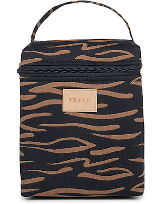 Nobodinoz Waterproof Thermal Bag for Snacks and Baby Bottles Baby on the Go - Blue Waves - Organic Cotton Thermal Containers