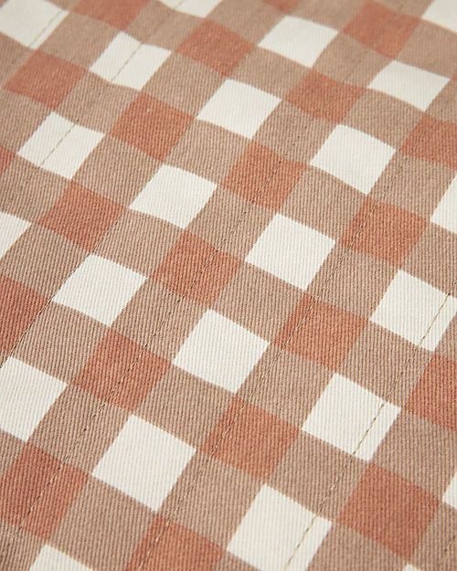 Nobodinoz Waterproof Thermal Bag for Snacks and Baby Bottles Baby on the Go - Terracotta Checks - Organic Cotton Thermal Containers