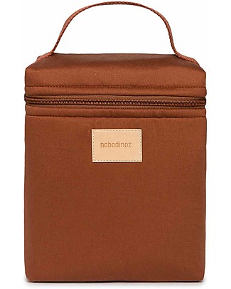 Nobodinoz Waterproof Thermal Bag for Snacks and Baby Bottles - Clay Brown - Organic Cotton Diaper Changing Bags & Accessories