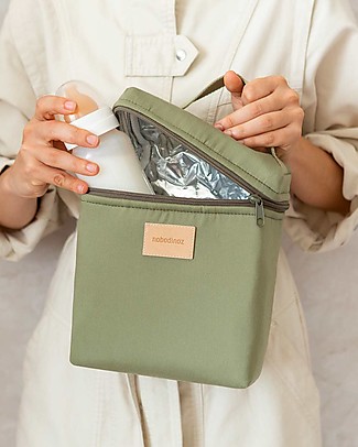 Nobodinoz Waterproof Thermal Bag for Snacks and Baby Bottles - Olive Green - Organic Cotton Diaper Changing Bags & Accessories