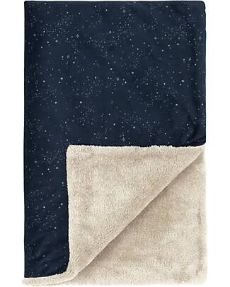 Nobodinoz Winter Blanket - Midnight Blue and Silver - 100x140x2 cm - Eco-Velvet Muslin Swaddle