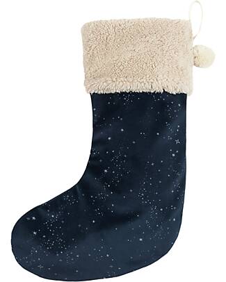 Nobodinoz Xmas Stocking - Midnight Blue and Silver - 30x46 cm - Eco-Velvet Christmas Decorations