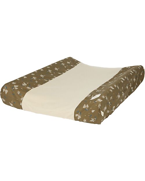 Nobodinoz Zen Changing Mat & Cover - Brown Lilac - 50x70x10 cm - Organic cotton Changing Tables