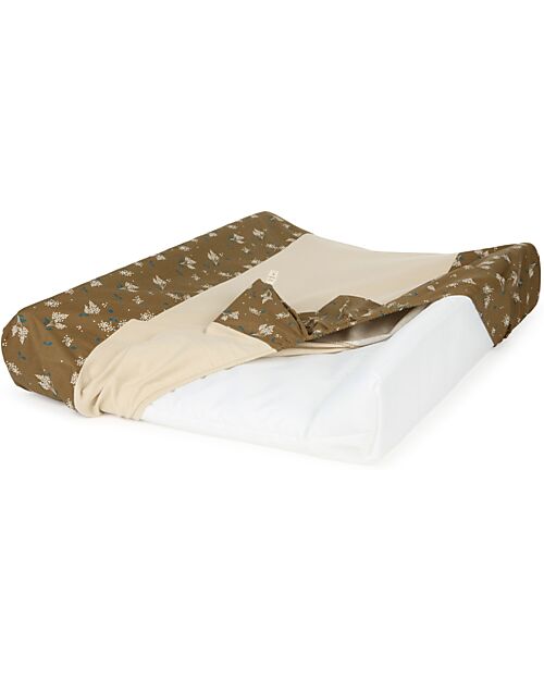 Nobodinoz Zen Changing Mat & Cover - Brown Lilac - 50x70x10 cm - Organic cotton Changing Tables