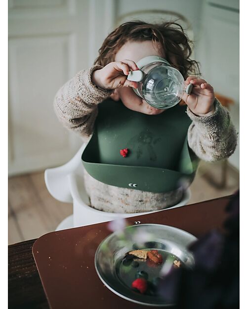 Noui Noui Bib - Dusty Olive - Food Grade Silicone - with Pocket Waterproof Bibs