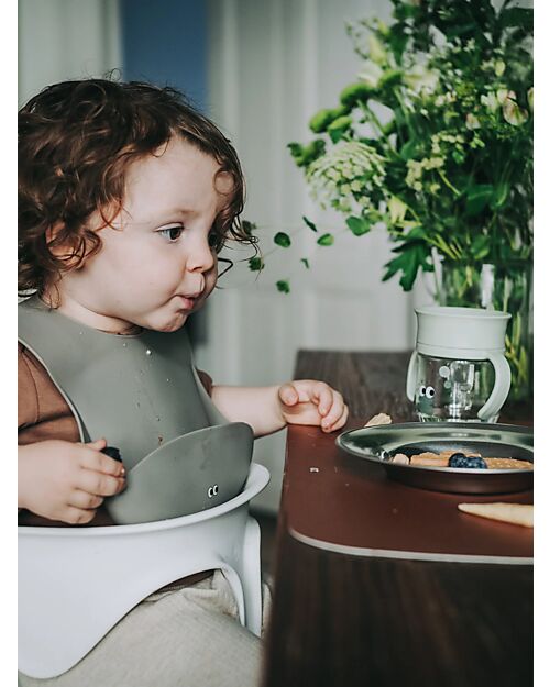 Noui Noui Bib - Dusty Olive - Food Grade Silicone - with Pocket Waterproof Bibs
