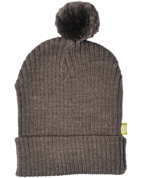 Nui Organics Hat with Pompom - Cocoa Brown - Organic Merino Wool (non-itchy!) Winter Hats
