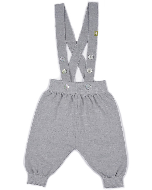 Nui Organics Knicker Bockers Silver - Organic Merino Wool Dungarees