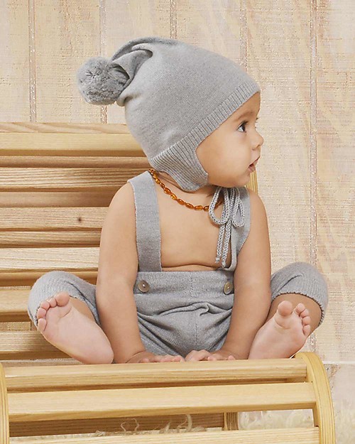 Nui Organics Knicker Bockers Silver - Organic Merino Wool Dungarees