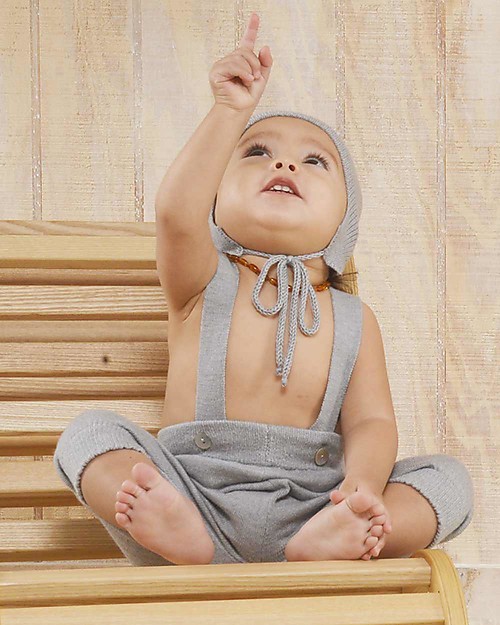 Nui Organics Knicker Bockers Silver - Organic Merino Wool Dungarees