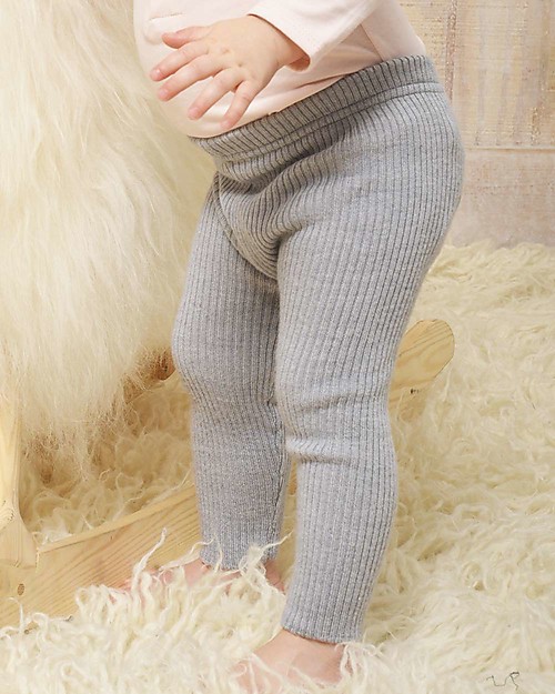 Nui Organics Knit Leggings Silver - Organic Merino Wool (warm but non-itchy!) Leggings