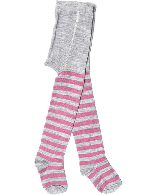 Nui Organics Striped Baby Tights - Pale Grey and Raspberry Pink - Merino Wool Tights