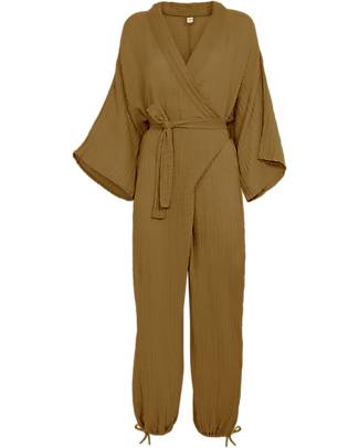 Numero 74 Akiko Jumpsuit with Kimono Closure - Antique Bronze - 100% GOTS Organic Cotton Dresses_