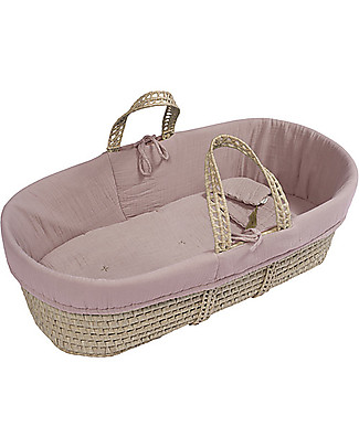 Numero 74 Baby Basket + Dusty Pink Linen Set - All Handmade! Cribs & Moses Baskets