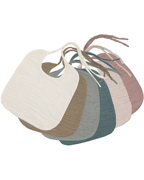 Numero 74 Baby Bib Round Beige - Double Cotton Muslin Snap Bibs