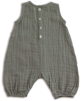 Numero 74 Baby Combi One Piece Silver Grey - Cotton Muslin Short Rompers
