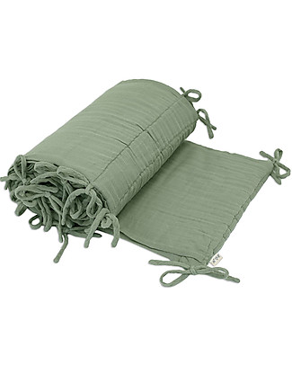 Numero 74 Cot Bumper - Sage Green - 100% Cotton Muslin with Polyester Filling Bumpers